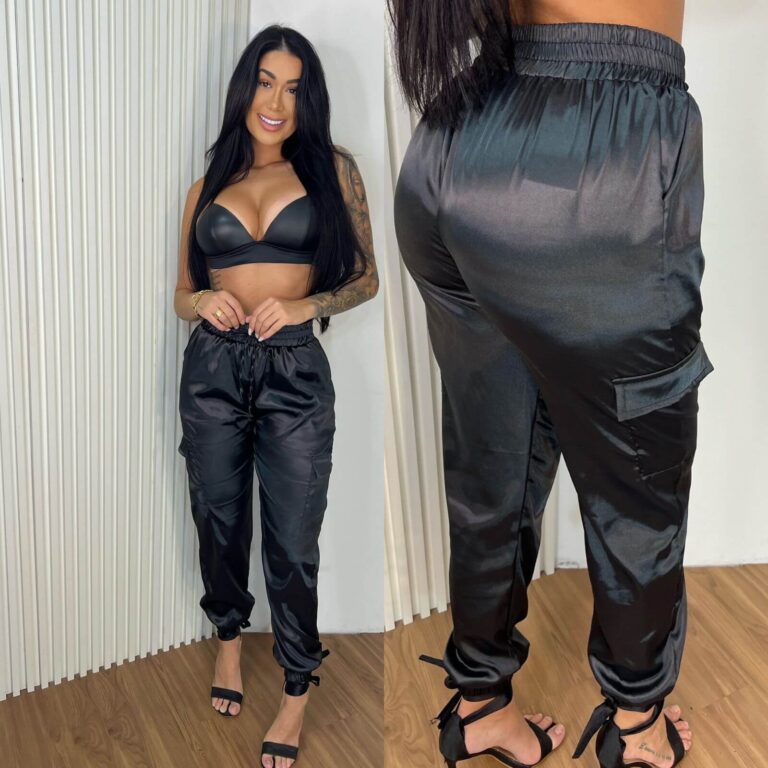 calÇa cargo cetim (preta)