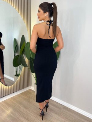 vestido canelado (preto)