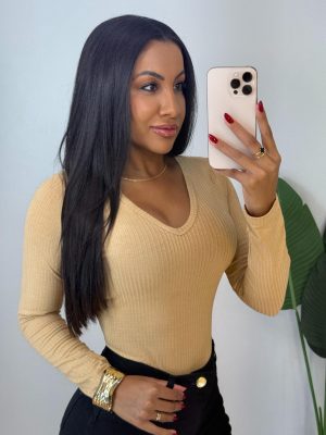 blusa canelada v (nude)
