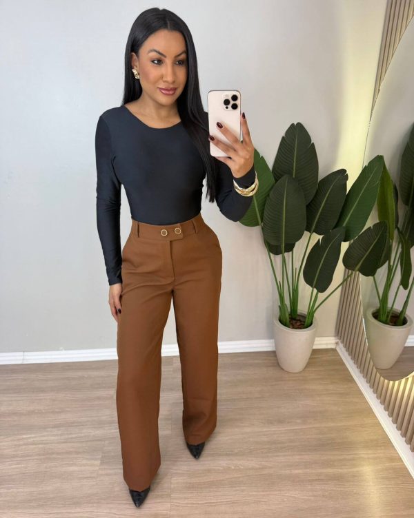 calÇa pantalona alfaiataria (marrom)