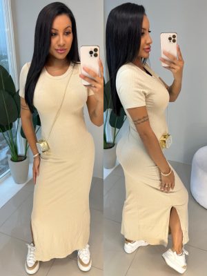 vestido canelado (preto)