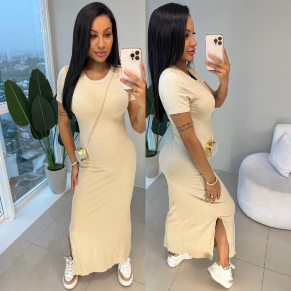 vestido canelado (preto)