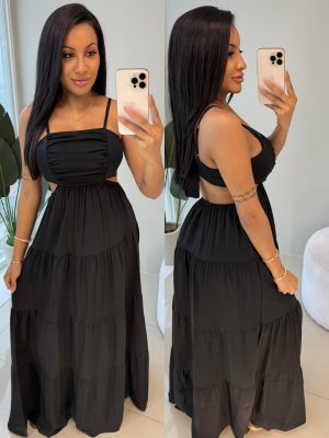 vestido canelado (preto)