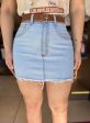 saia jeans com cinto