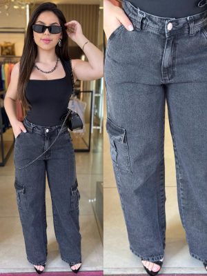 wide leg cargo (black stone)