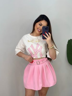 saia plissada (rosa)