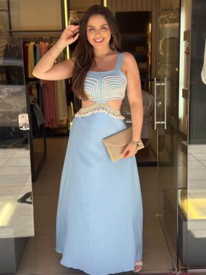 vestido longo (azul)