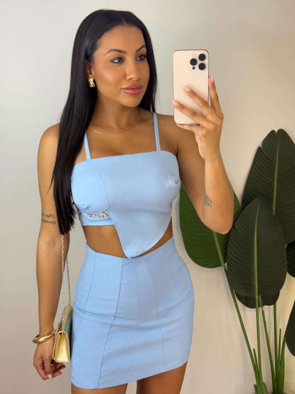 short saia (azul)