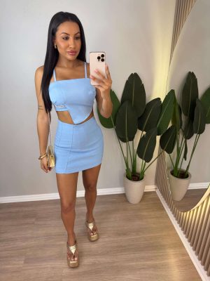 short saia (azul)