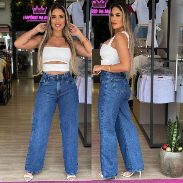 calÇa jeans wide leg (estonada)