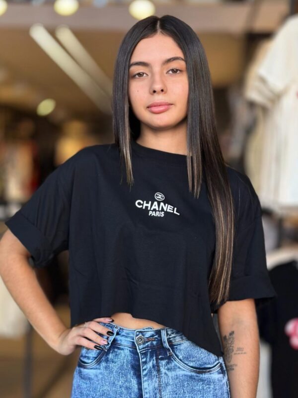cropped t shirt chanel (preto)