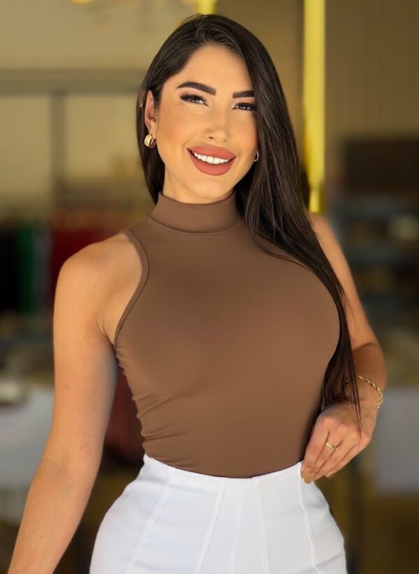 body poliamida (marrom)