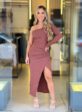vestido canelado premium (marrom)