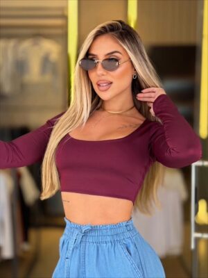 cropped poliamida (marsala)