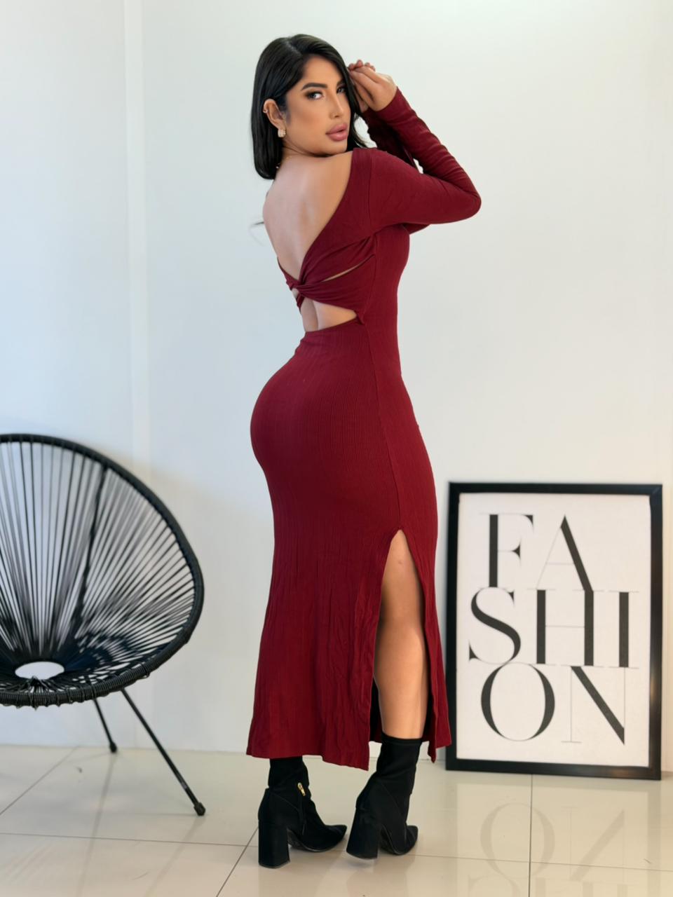vestido canelado (marsala) vestido canelado (marsala)