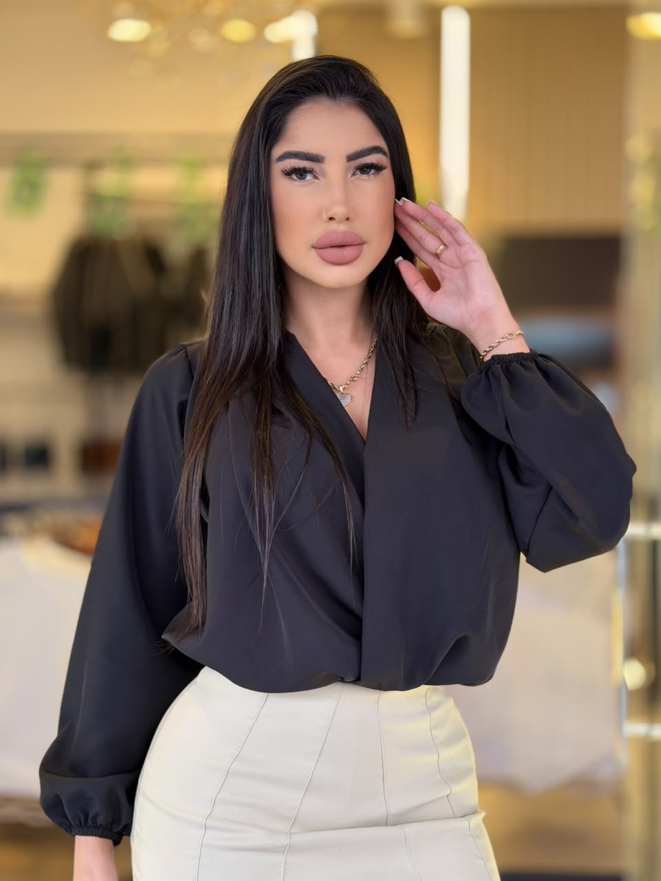 camisa viscose (preto)