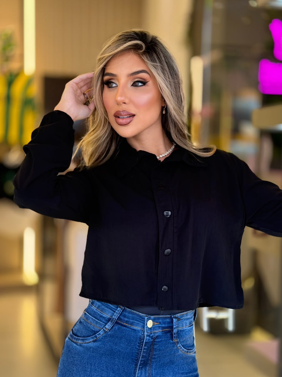 cropped camisa (preto)
