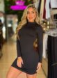 vestido poliamida gola (preto)