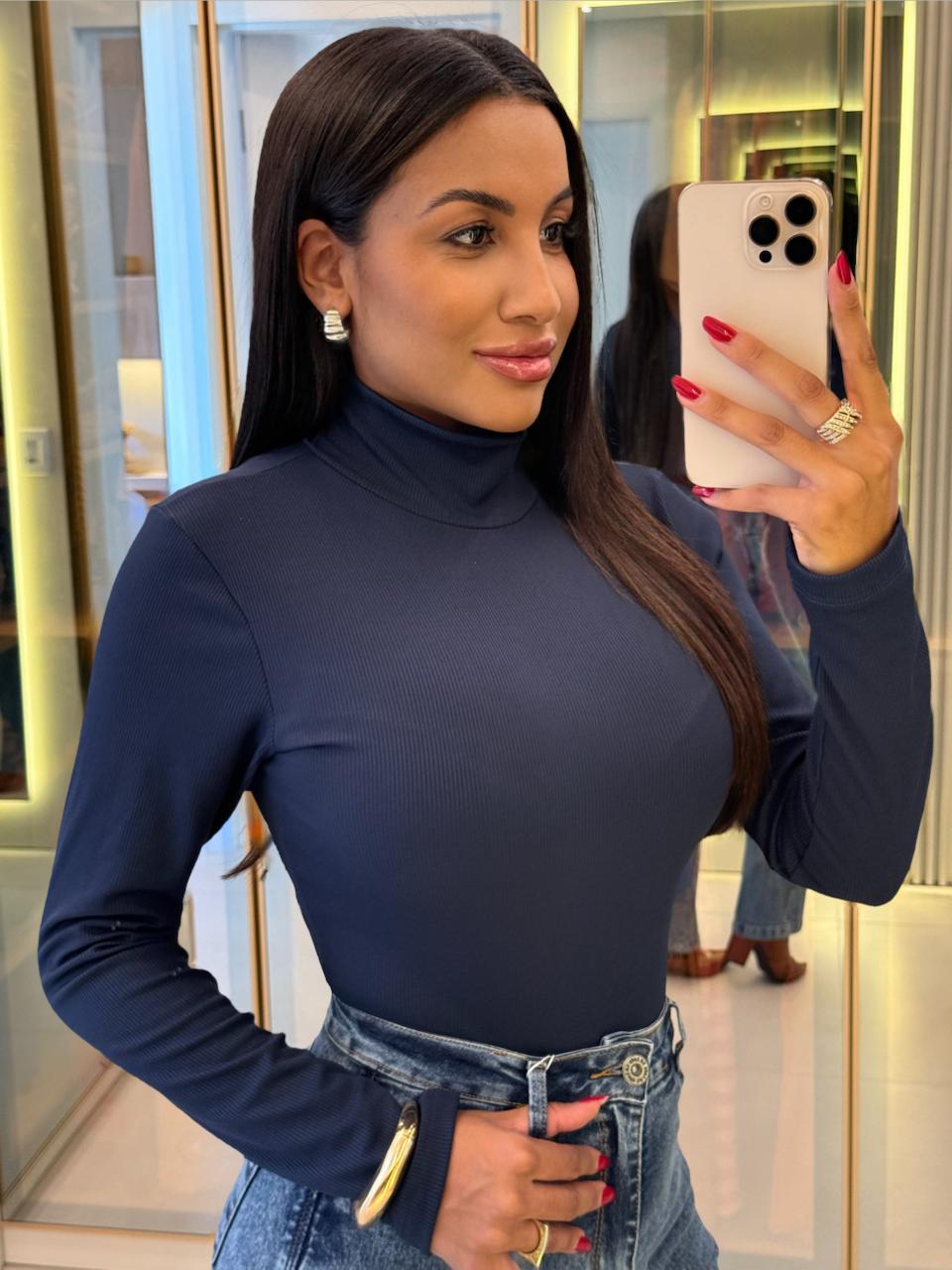 blusa tÉrmica gola (azul marinho)