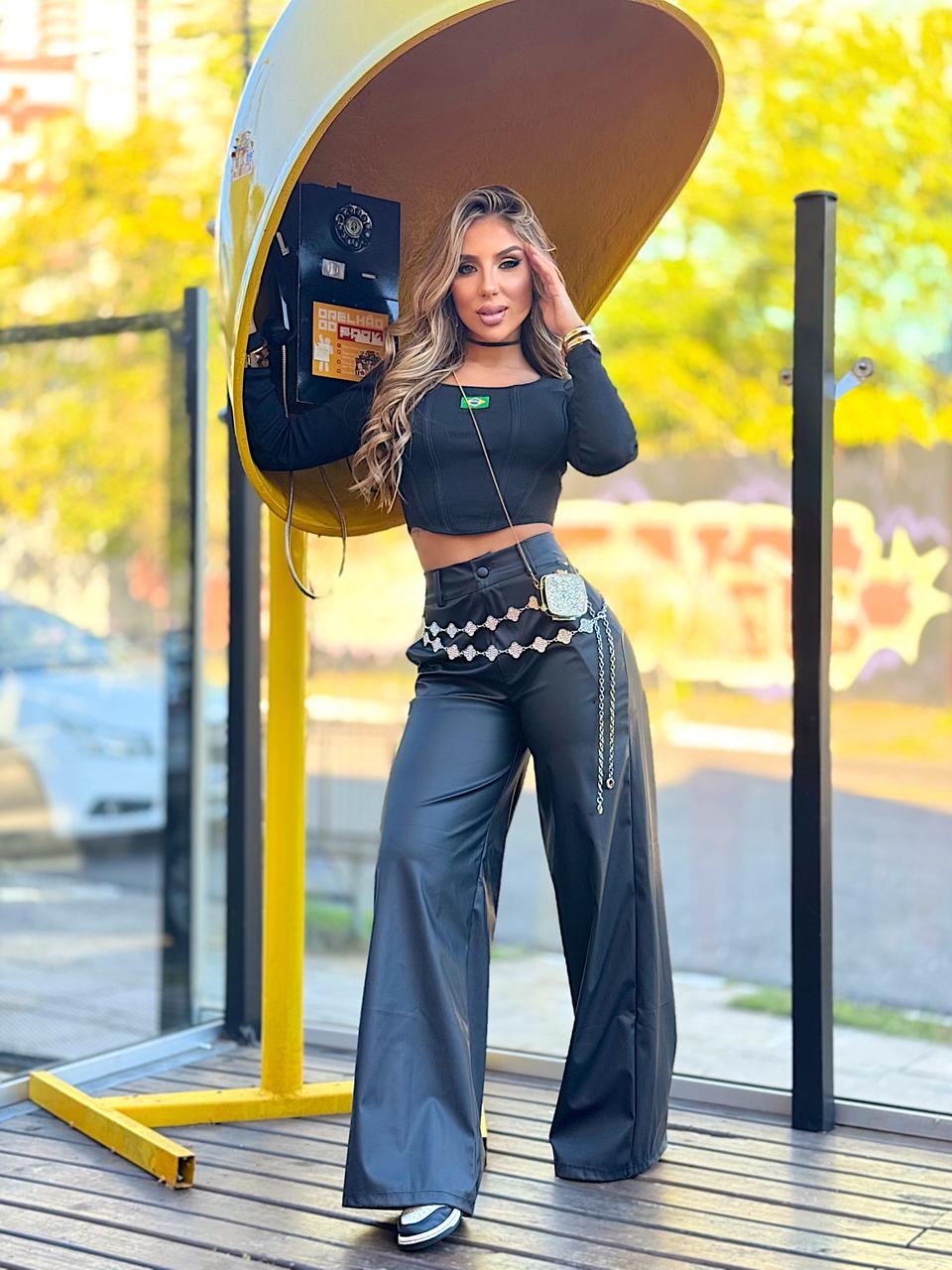 calÇa wide leg courino (preto)