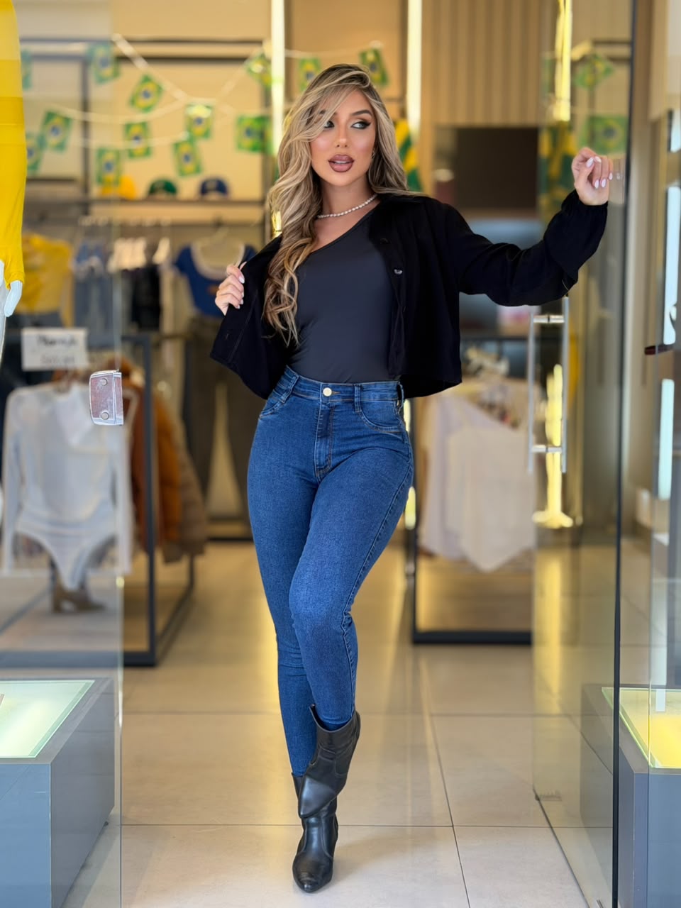 calÇa jeans melinda (lavagem escura)