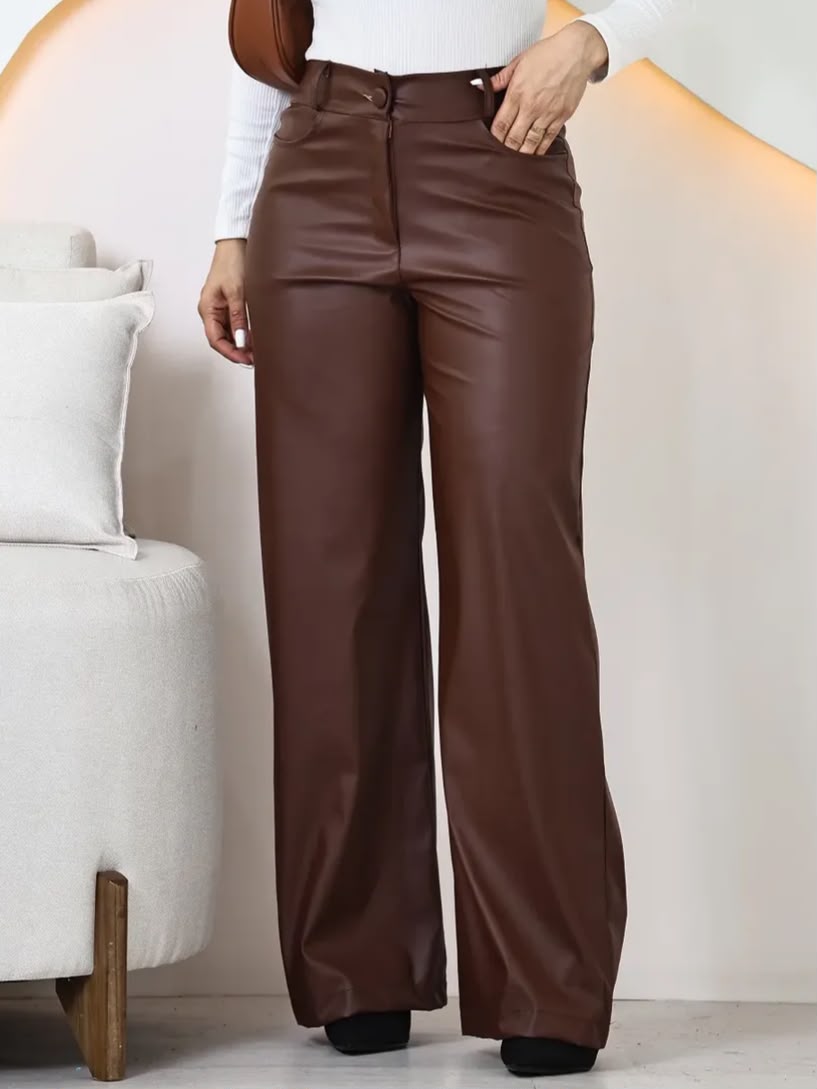 calÇa wide leg courino (marrom)