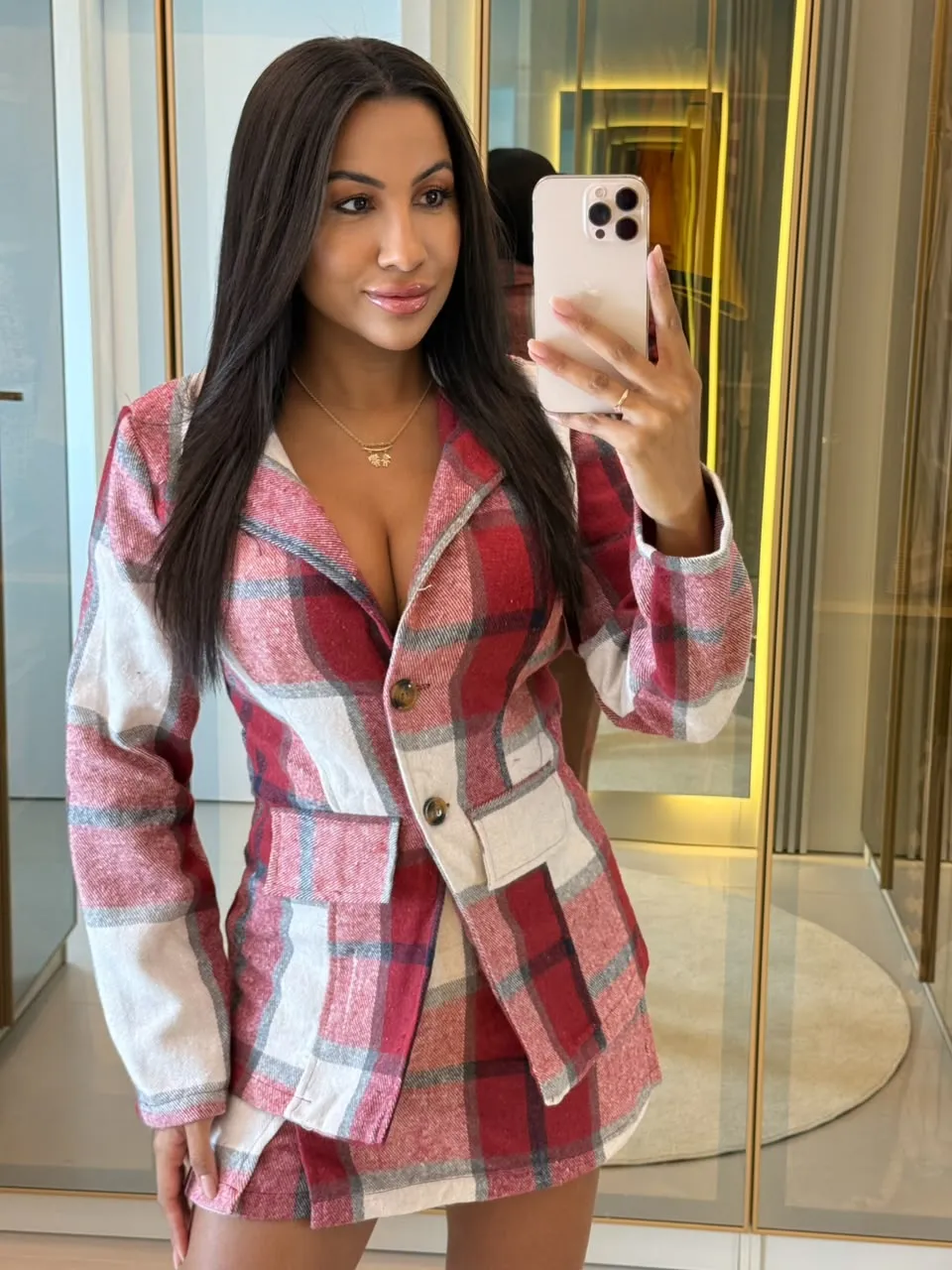 conjunto flanelado xadrez (vermelho)
