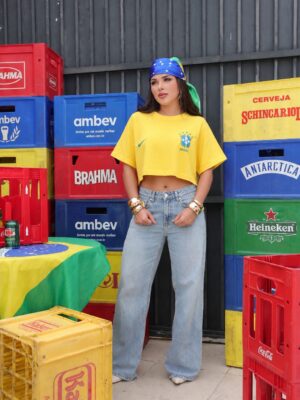 cropped t shirt copa (amarelo)