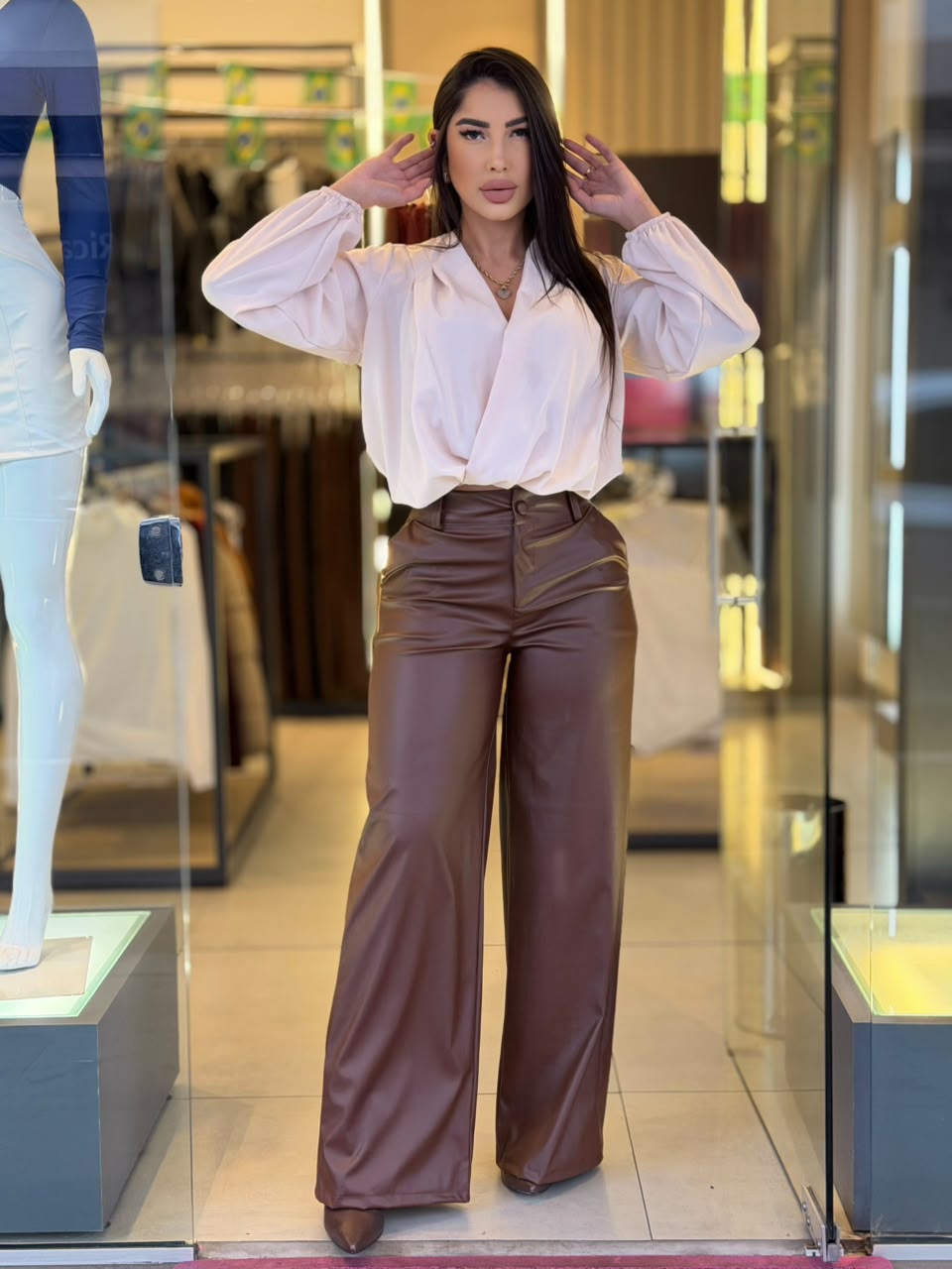 calÇa wide leg courino (marrom) calÇa wide leg courino (marrom)