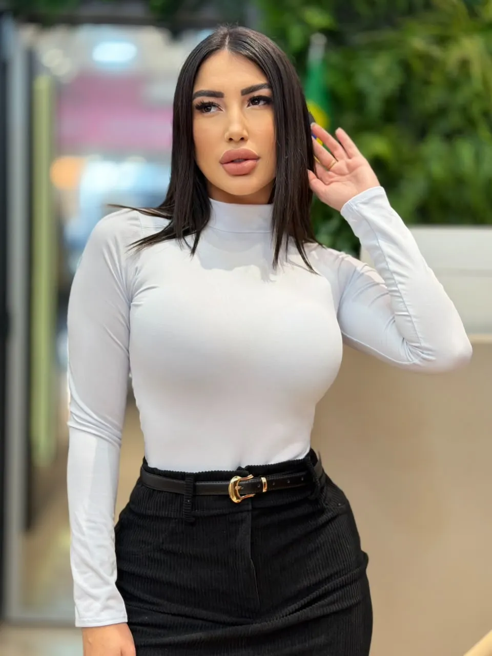body poliamida gola (branco)
